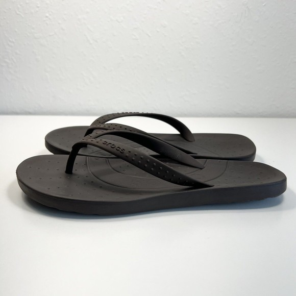 Crocs Flip Flop Thongs Brown Unisex US Size Women’s 5 Men’s 3 - Picture 2 of 8